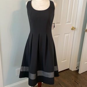 New Nine West Black Sleeveless dress w/ pleats S10